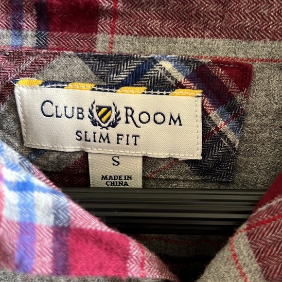 Men’s Club Room Slim Fit Flannel Button Down Shirt, Size Small - Picture 2 of 3
